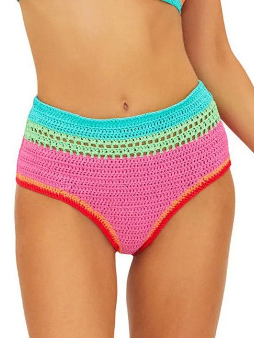 New! Beach Riot Karmen Crochet Color Block High Waisted Swim Bottom 34123